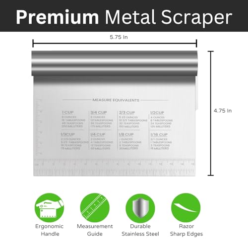 image for BOORIKA Dough Scraper & Bench Scraper Kitchen – Stainless Steel Sour