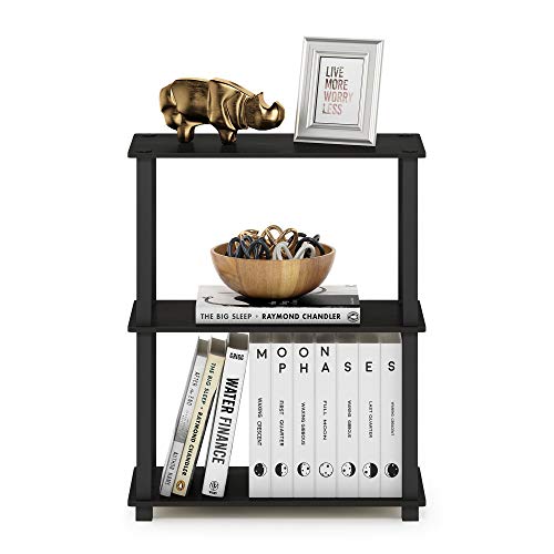 Image of Furinno TURN-S-TUBE Storage Shelves, 3-Tier Book Shelf, Corner Shelf, Toolless Open Shelves, for Organization and Storage, Living Room, Garage, Home Office, Espresso