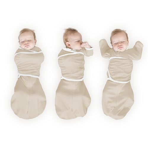 Image of SwaddleDesigns Organic 6-Way Omni Swaddle Sack Arms Up Swaddle for Newborn, More Options to Calm Startle Reflex, Improves Sleep, 12-18 lbs, Sand Dollar
