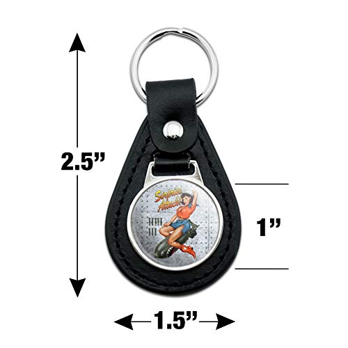 Graphics & More Black Leather Surprise Attack Pin Up Girl Missile Keychain #TOP3
