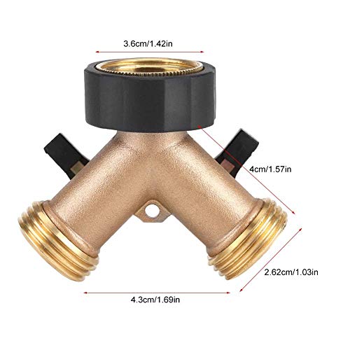 Image of Brass Tap Adapter, 2 Way Y Shape 3 /4 Hose Connector Garden Irrigation,