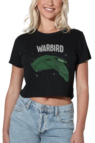 Star Trek The D'Deridex Classic Women's Crop Top T-Shirt, Black, X-Large