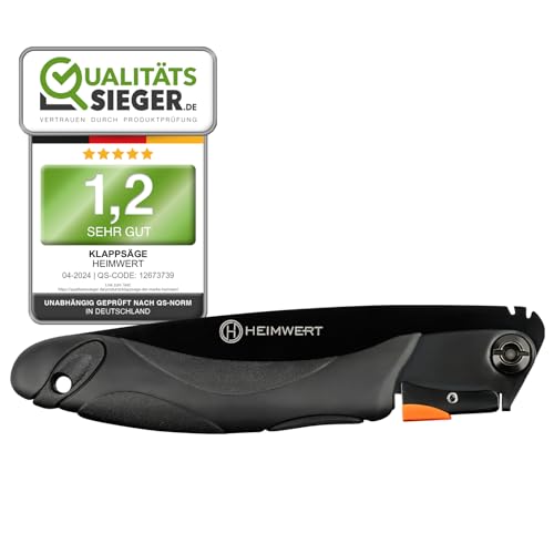 HEIMWERT Klappsäge aus ultra hartem Karbonstahl - Zweifach verstellbare Astsäge - Gartensäge mit Sicherheitsverschluss (Klappsäge)
