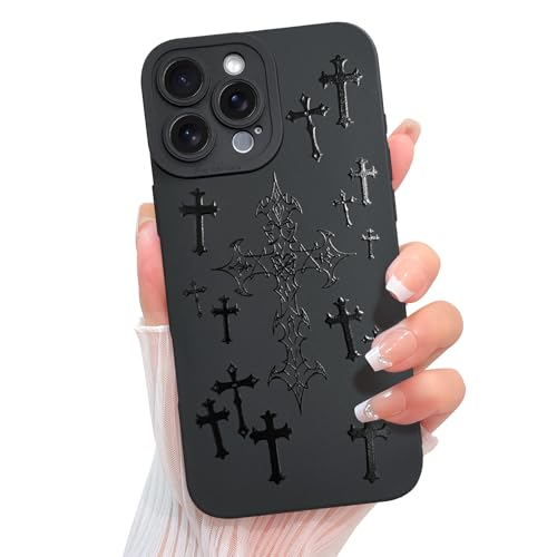 KANGHAR Compatible with iPhone 16 Pro Case Aesthetic Bless Cross Designed for Women Girls Men, Slim Fit Soft TPU Shockproof Protective Cover - Black by KANGHAR - Used condition - US$11.23