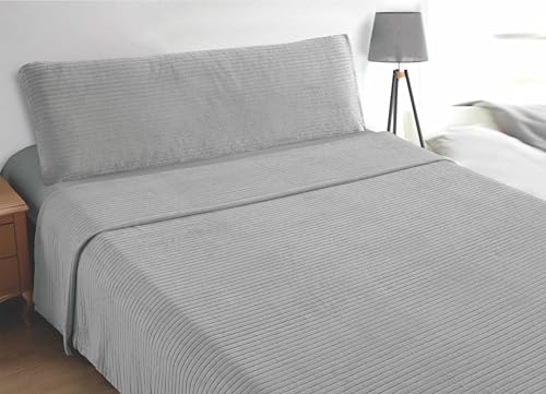 TEJIDOS EL MUNDO Juego DE SÁBANAS TÉRMICAS CORALINA Stripes Jaquard - 150 cm., Gris