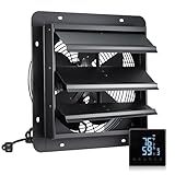 GROWNEER 12 Inch Shutter Exhaust Fan with Temperature Humidity Controller, 1200 CFM Remote Control Vent Fan, 10-Speed Adjustable Wall Mount Attic Fan for Greenhouses Garages Sheds