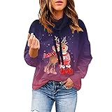 PTLLEND Weiß Oberteil Damen Damen Tunika Top Langarmshirts Löwenzahn Langer Pullover Langarmhemd Lose Bluse T-Shirt Lässige Farbblockhemden Farbblockoberteile Rundhalsausschnitt Pullover