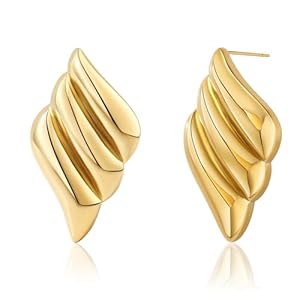 Luxury Vintage Gold Statement Earrings for Women – Trendy Chunky Oversized Wing Design for Fashionable Elegance