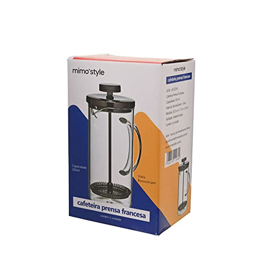 Cafeteira Prensa Francesa Vidro e Aço Inox 350 ml Mimo Style