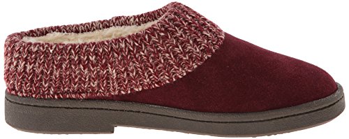 Clarks Pantufa feminina de couro de camurça com gola de malha - forro de pele sintética de pelúcia,