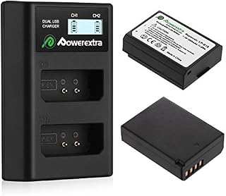 Powerextra 2 Pack Replacement Canon LP-E10 Battery and Dual USB Charger LCD Display