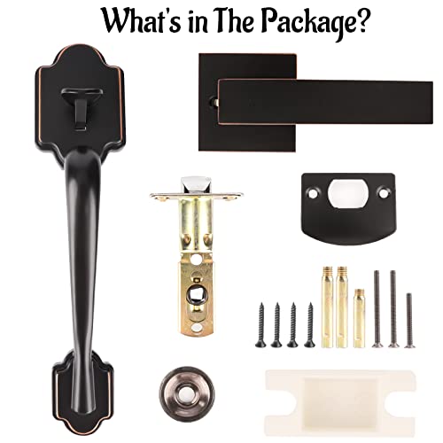 Dairazan Front Door Handle Oil-Rubbed Bronze - Front Entry Handleset Lower Half Lever Grip Adjustable Hole Pitch For Left And Right Handed Sided Exterior Door Handle Set #TOP6