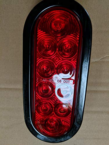 Image of (2)6 inch Oval Red Trailer Truck waterproof Sealed Stop /Turn /brake Tail Lights | Marine Waterproof /Including 3-pin water tight plug /DOT SAE /with wires and Grommet
