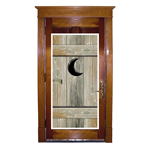 Image of Beistle Outhouse Door Cover Rustic Wood Look Decoration 5 Feet x 30 Inches