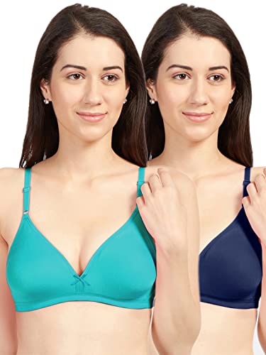Image of SONARI Omania Womens Non-Padded Cotton Polyester Bras - Solid, Non-Wired, Medium Coverage, Hand Washable (Pack of 2)