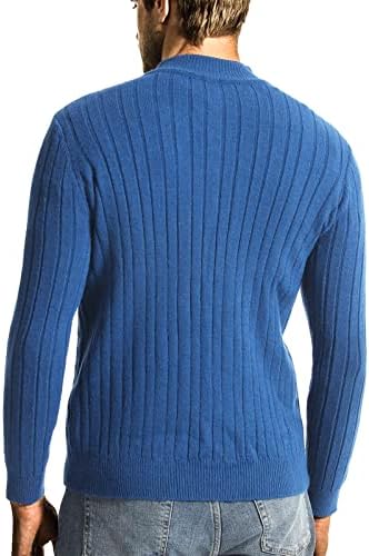 Mens Long-Sleeve Sweater Knitted Half Zip Pullover Stand Collar Warm Up Sweatshirt for Winter