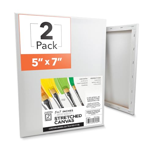 ArtSkills Stretched Canvas for Painting, 5x7 Canvas, 2-Pack Framed
