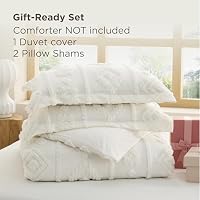 Bedsure Boho Duvet Cover Queen, Vintage Tufted Bedding, 3-Piece, Off White — image 7