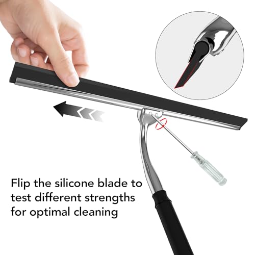 Shower Squeegee for Glass Doors, 15-51" Telescopic Squeegee for Window Cleaning, Squeegee for Shower Glass, Extendable Window Cleaner Tool for Tile Walls, Sliding Door, Floor, Car Windshield — view 3