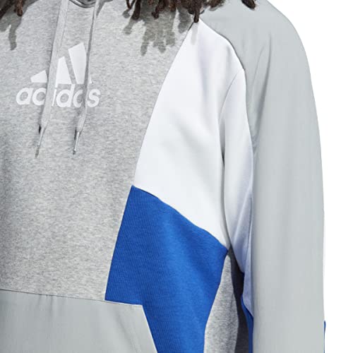 Adidas Men's Essentials Colorblock Hoodie, Medium Grey Heather/Team Royal Blue #TOP3