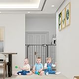 XMTECH Türschutzgitter Ohne Bohren Treppengitter für Kinder 85-95cm breit,Auto-Close Baby Türgitter Treppen Absperrgitter mit Druckbefestigung,Safety Gate,180° Zweiwegeöffnung Schwarz