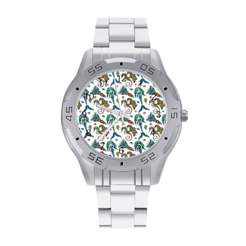 Image of Ornamental Mermaid Sea-Horse Men Business Watch Analog Quartz Watch