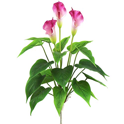 Artificial Flower 17 Inches Calla Lily Silk Plant Fake Bonsai Flowers Greenery Plants For Indoor Outdoor Home Office Bedroom Table Centerpieces Party Decoration 2 Pack (Purple, 2) #TOP6