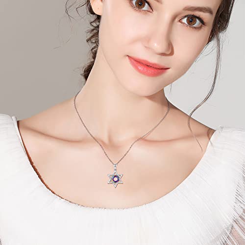 Collier étoile de David en argent S925 sterling et pendentif soleil ciselé