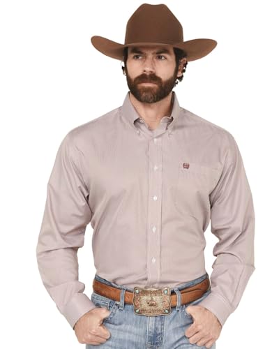 Cinch Men's Pink Tencel Long Sleeve Button Shirt