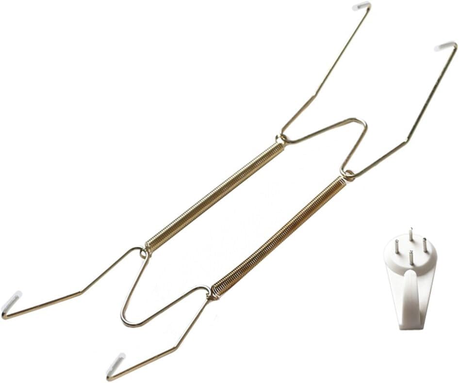 STOBOK 60pcs Invisible Plate Display Rack Spring Metal Hook Dish Holder for Home Office and Shop Use Includes Hooks Foot Covers