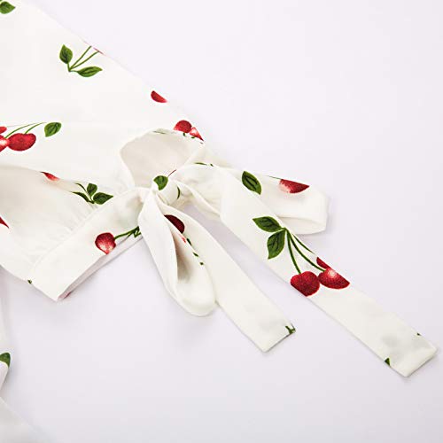 Women's Puff Sleeve Shirt Tops 1950S Retro Elbow Sleeve Blouse Tops White Xl #TOP3