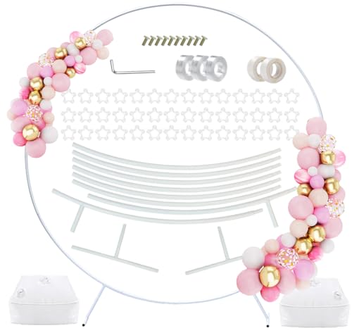 PILIN Kit de arco de balão redondo de metal dourado enorme removível fácil de transportar e reutilizável a melhor decoração para eventos de festa (newskill 1,8 m branco)