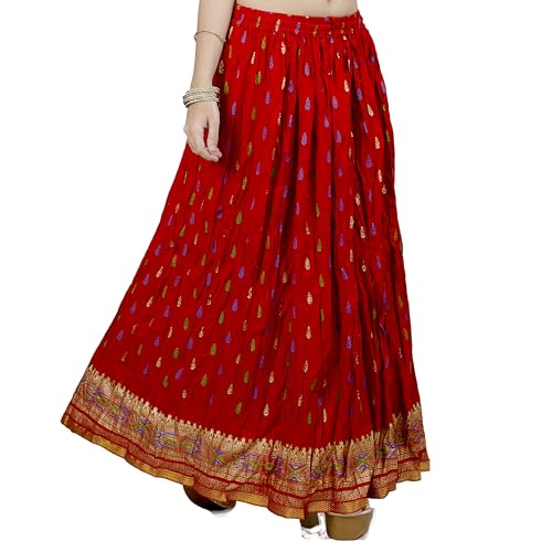 Chandrakala Flowy Long Skirt for Women A Line Casual Beach Party Holiday Maxi Skirts (S115-P)