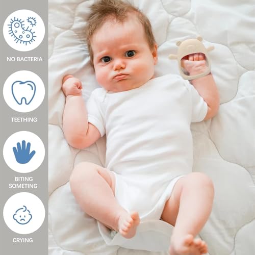Image of PandaEar Silicone Baby Teething Toys| Baby Hand Teether Mitten for Sucking Needs| Chew Toys Hand Pacifier for Soothing Teething Pain Relief (Groundhog Beige)