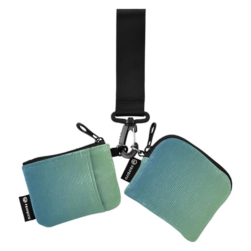 Dark Green Gradient Women's Dual Wallets Busniess Card Cases Small Portable Zipper Purse Wallet with Zipper Pocket for Women Men 2 Packs