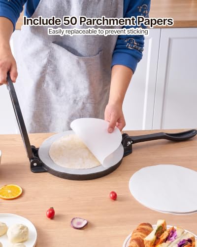 Image of VEVOR Tortilla Press 12 In Cast Iron Roti Maker and Tortilladora Heavy Duty
