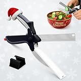 2 in 1 Kitchen Scissors for Food – Stainless Steel Blade & Plastic Cutting Board Scissors with Safety Lock | 9.6' Tomato Knife, Fruit & Vegetable Cutter – Easy-to-Use Kitchen Shears for Meat, Cheese