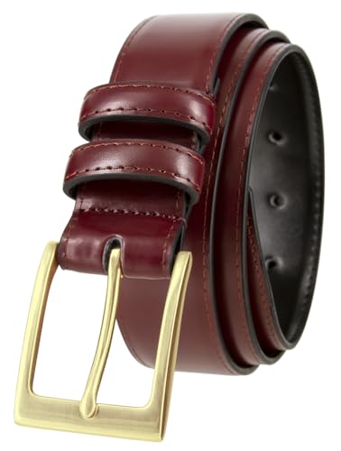 [Belts.com] メンズ ワイドゴールドバックル1-3 / 8とブライアンのビジネス本革ベルト - 、 36 ブルゴーニュ（Amazon）
