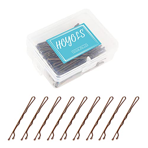 HOYOLS Bobby Pin Premium Metallic Crimped Grip, Secure Hold Wavy Slide Proof Hairpins for Women Hair Accessories 100 Count