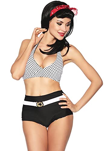 Biquini Hot Pants Reversível Poá Retrô Luxo Com Cinto