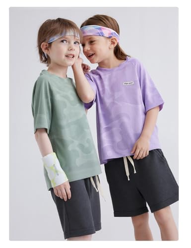 Flygo 3 Pack Boys Girls Cotton Shorts Kids Elastic Waisted Athletic Pull On Running Sweat Shorts Joggers with Pockets2