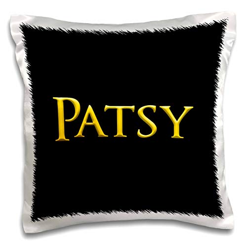 3dRose Alexis Design Female USA-Patsy Popular Woman Name in The America. Yellow on Black Gift (pc-339257-1) Pillow Case, White