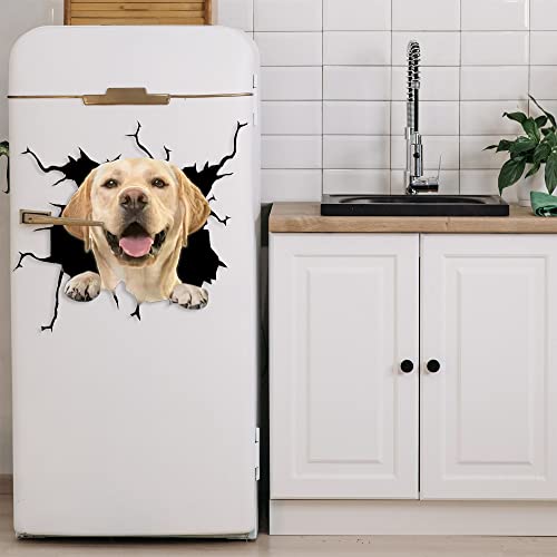 KedAiKJ 3D-Auto-Dekoration, Labrador, Riss, Vinyl, Hund, Fenster, Stoßstange, Aufkleber (25,4 x 25,4 cm)