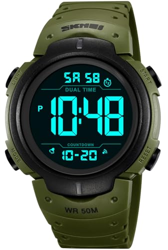 PASOY �����Y ���f�B�[�X �f�W�^���r���v �r�b�O�_�C�������C�g LED ���j �h�� ���o�[�o���h �A���[�� �u���b�N LED �r���v 50mm, �A�[�~�[�O���[��, �X�|�[�c�B