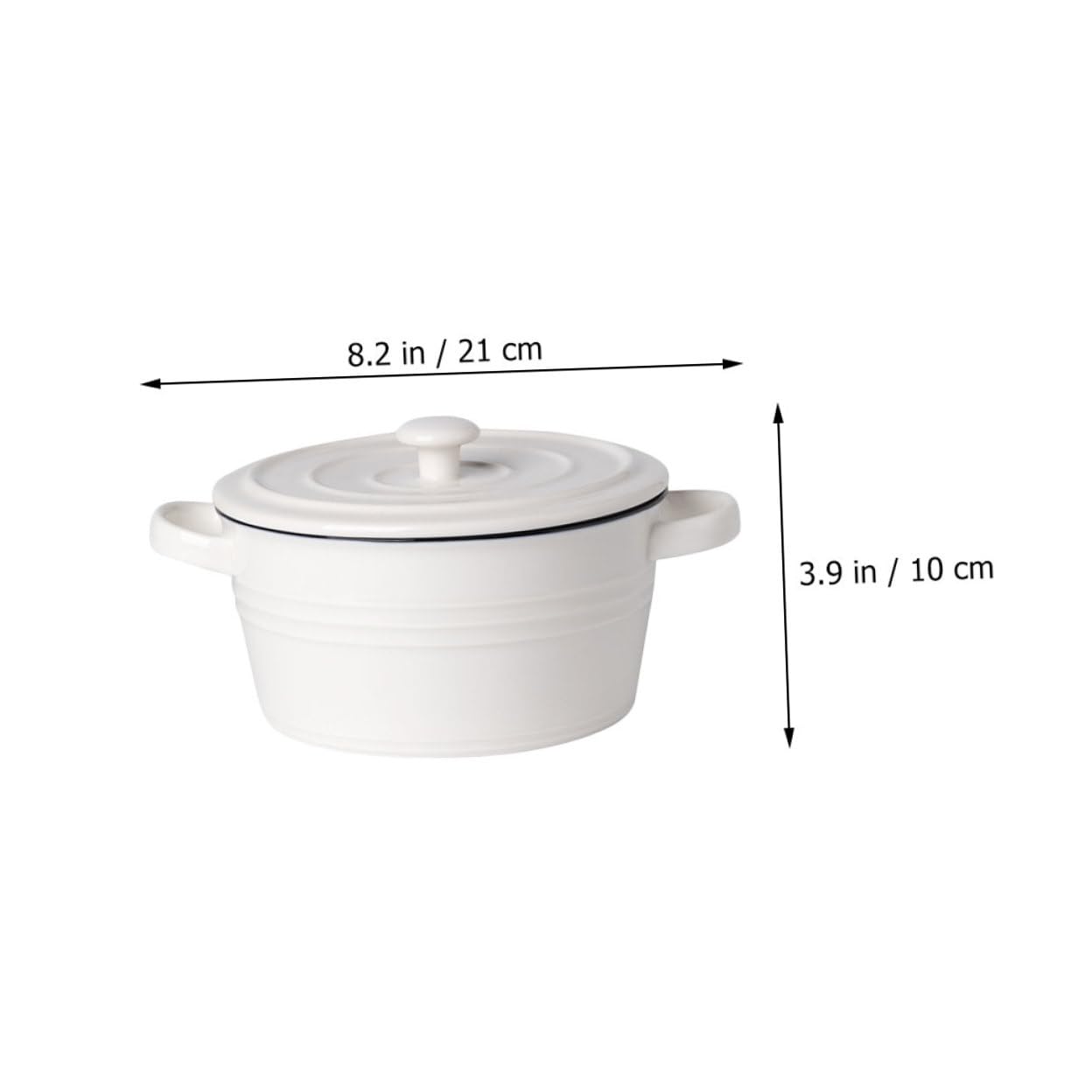 Bol Cerámico Doble Asa con Tapa Cuenco Desayuno para Sopa Arroz Ramen Ensalada y Postre Vajilla Resistente y Segura para Uso Diario