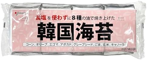 （09:30時点） オリオンジャコー 食塩を使わずに8種の油で焼き上げた韓国海苔 8袋入 ×4袋