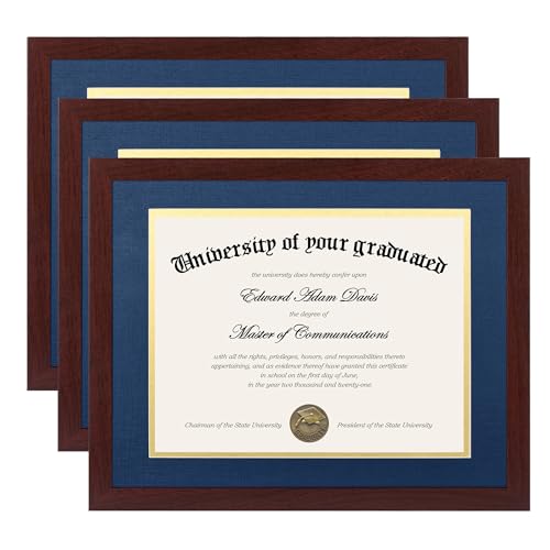 Image of upsimples Diploma Frame with HD Glass, 11x14 Mahogany, 3 Pack