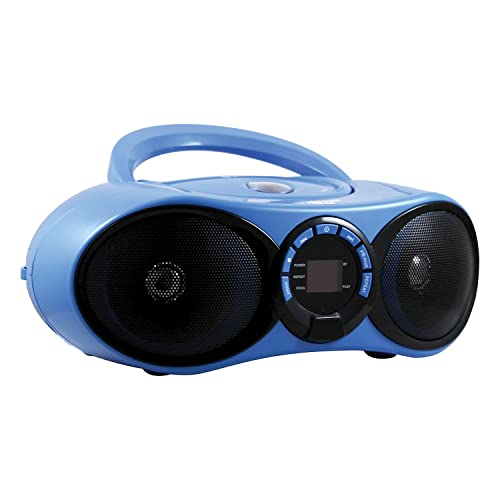 HamiltonBuhl Boombox CD/FM Media Player with Bluetooth(R) Receiver, Blue (HB-100BT2)