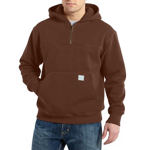 Big and Tall Hoodies for Men Oversized Fleece Quarter Zip Pullover Long Sleeve Plain Hooded Sweatshirt with Pockets