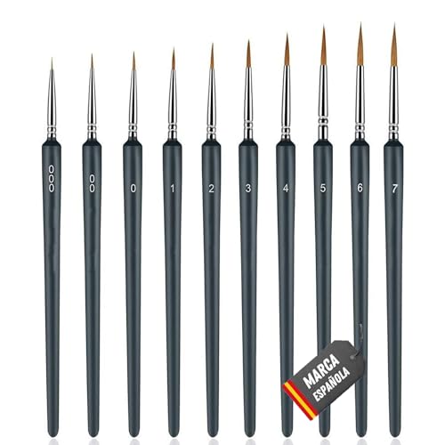 Pinceles Pintura Acrilica. 10 Uds Pinceles Acuarela Profesional, Pinceles oleo Profesional, Pinceles Finos, Pinceles acrilico, Pinceles miniaturas